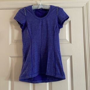Lululemon Purple Stripe Workout Tee with Ruffles